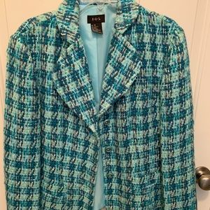 R.Q.T. blue and teal tweed blazer